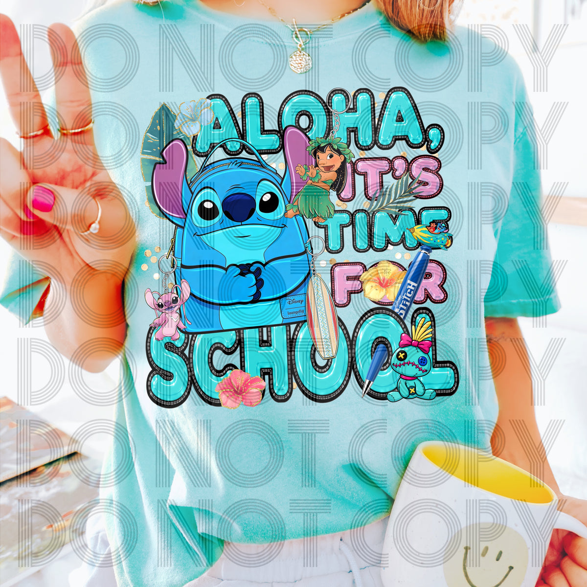 Aloha it's time for school backpack (RHD) DTF Transfer