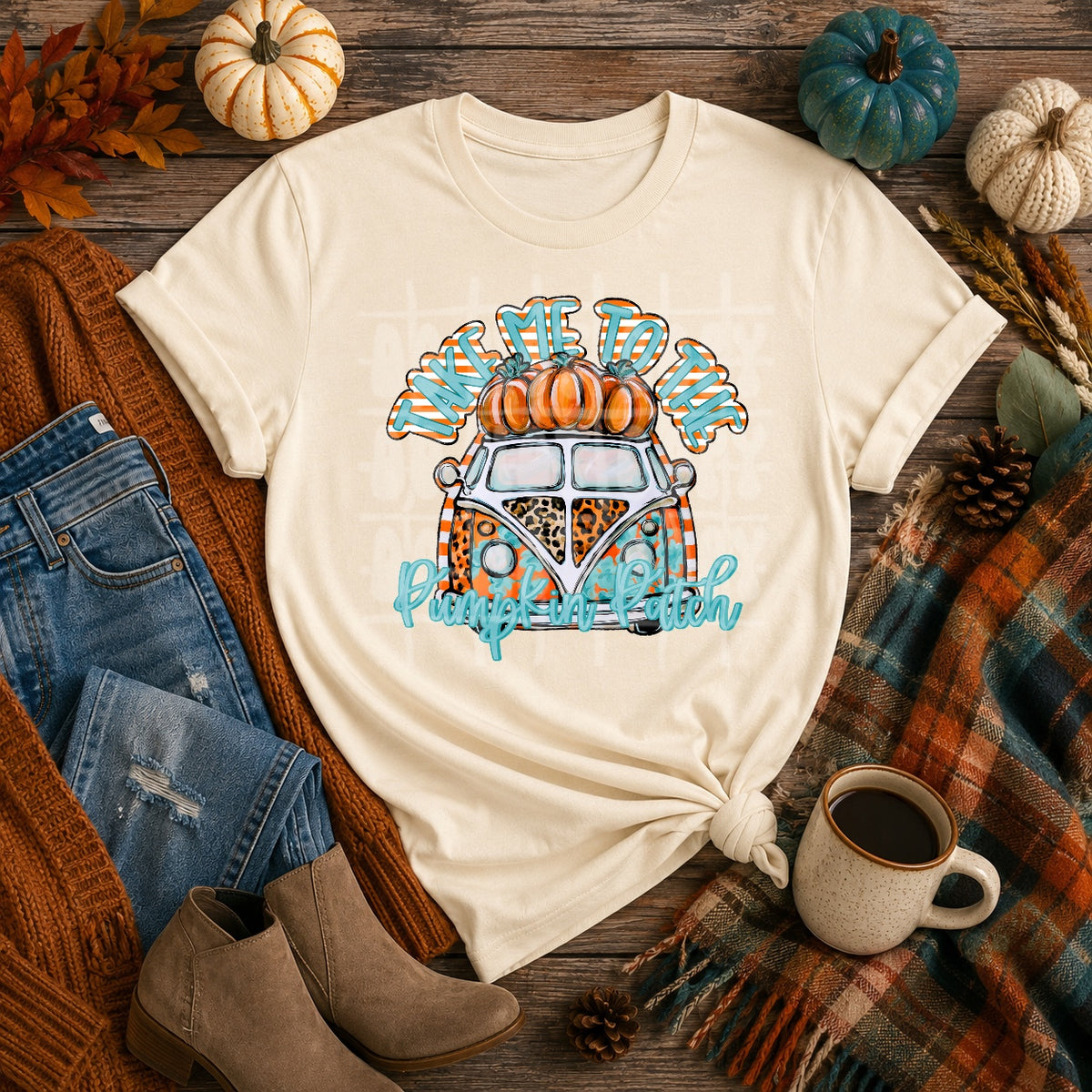 Take me to the pumpkin patch hippie van (PH) DTF Transfer