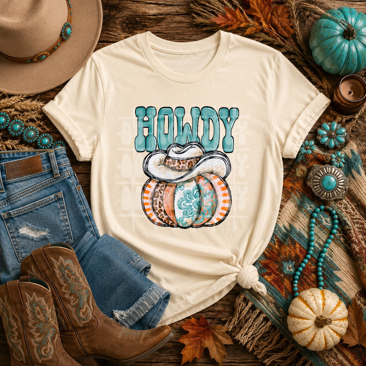 Howdy pumpkin cowboy hat (PH) DTF Transfer