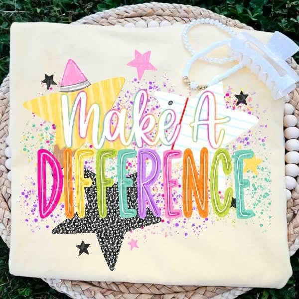 Make a difference stars and splatter  (SSD) DTF Transfer