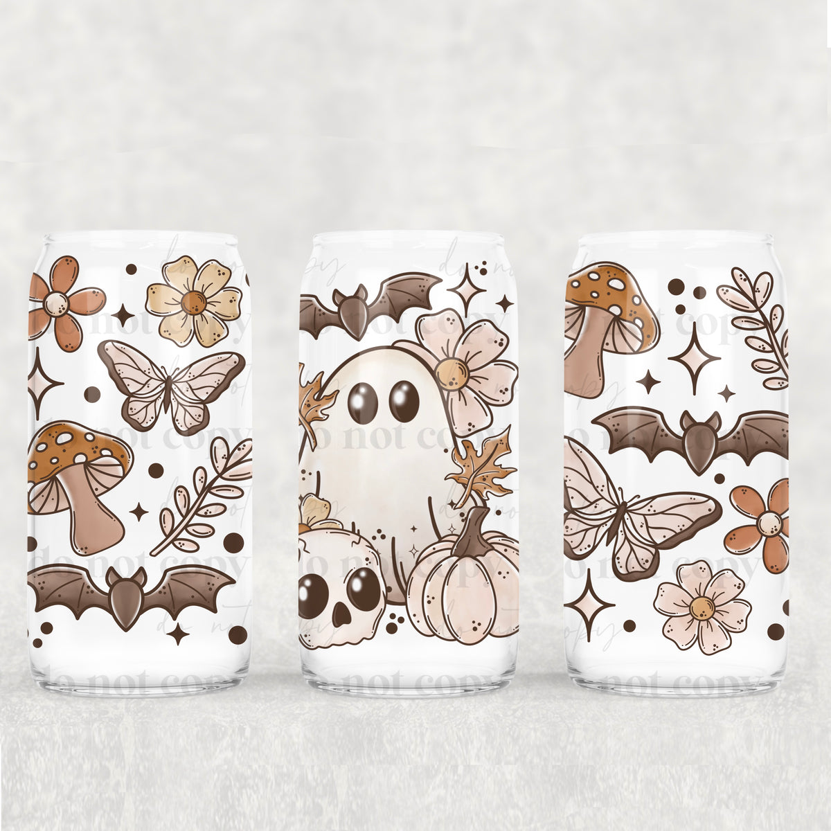 2288 beige ghost and flowers (CSC) UV DTF WRAP