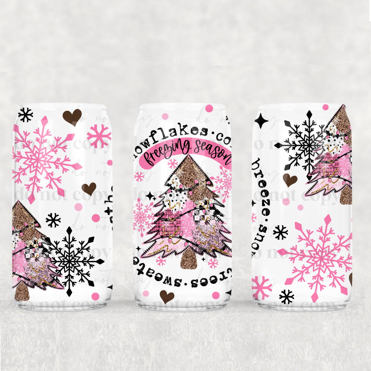 2308 snowflakes circle PINK (CSC) UV DTF WRAP