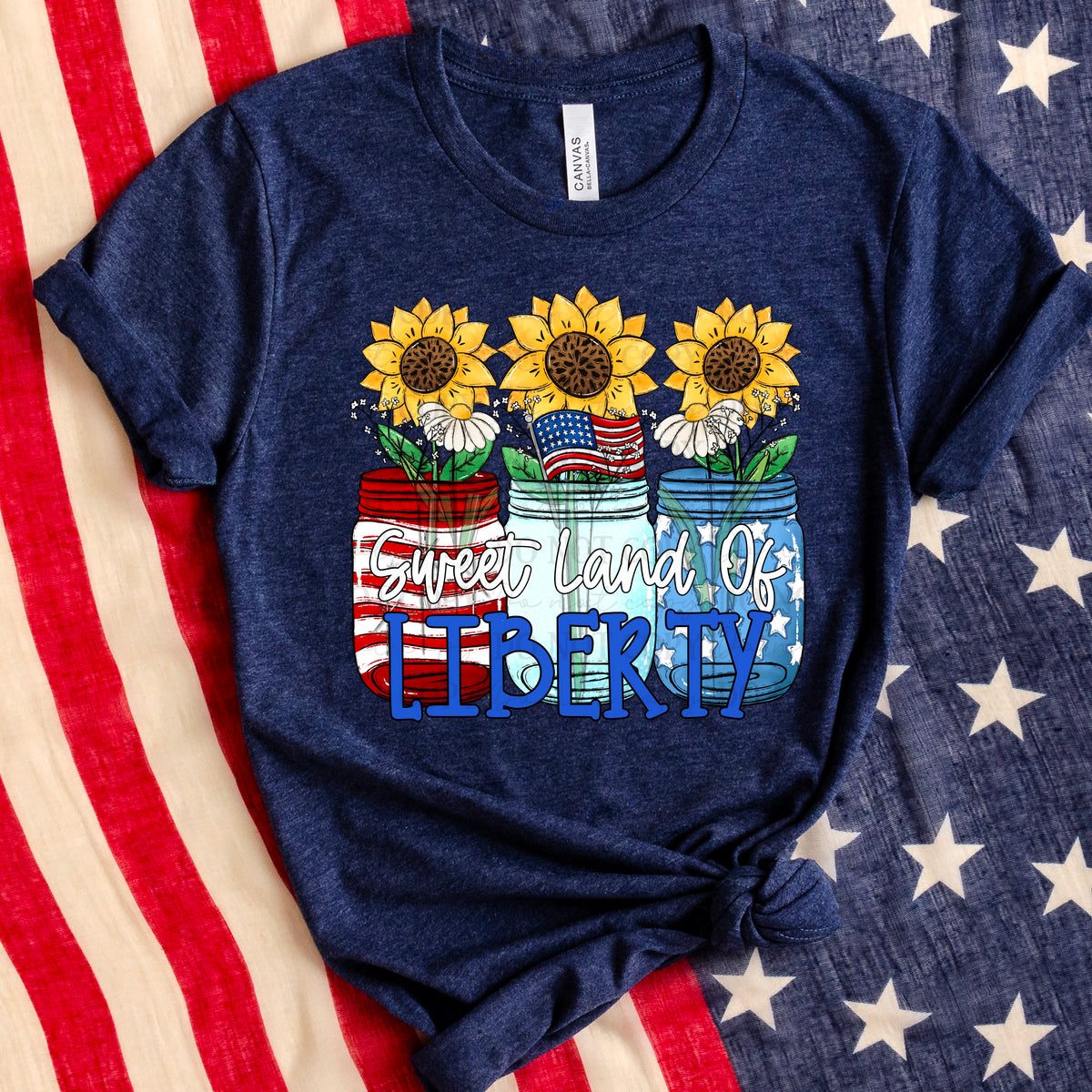 Sweet land of liberty Flowers and Jars (ABD) DTF transfer