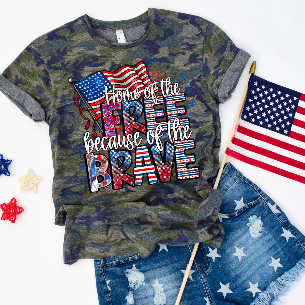 Home of the free because of the brave Patriotic font (ABD) DTF transfer