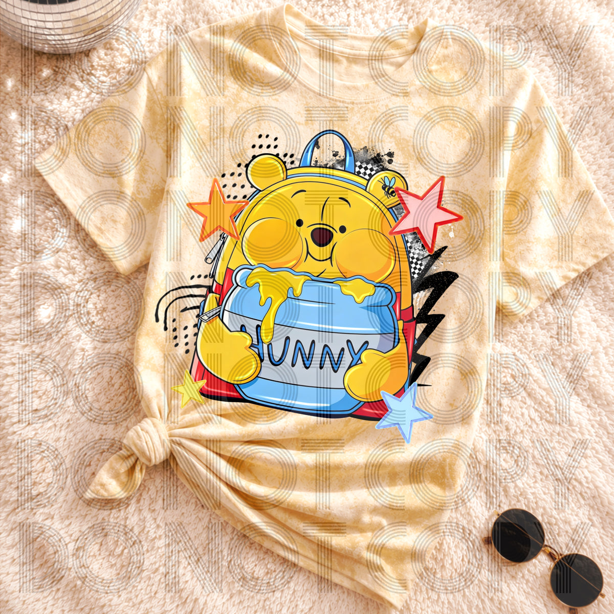 Bear with honey backpack (Renewed) DTF Transfer