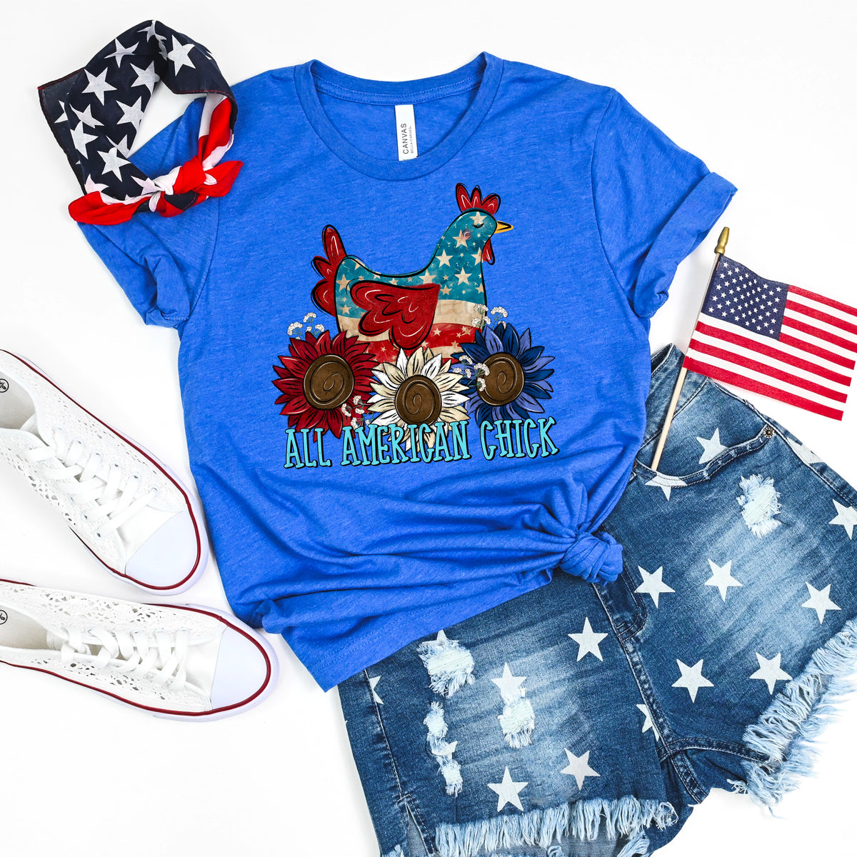 All American Chick Patriotic Chicken (ABD) DTF transfer