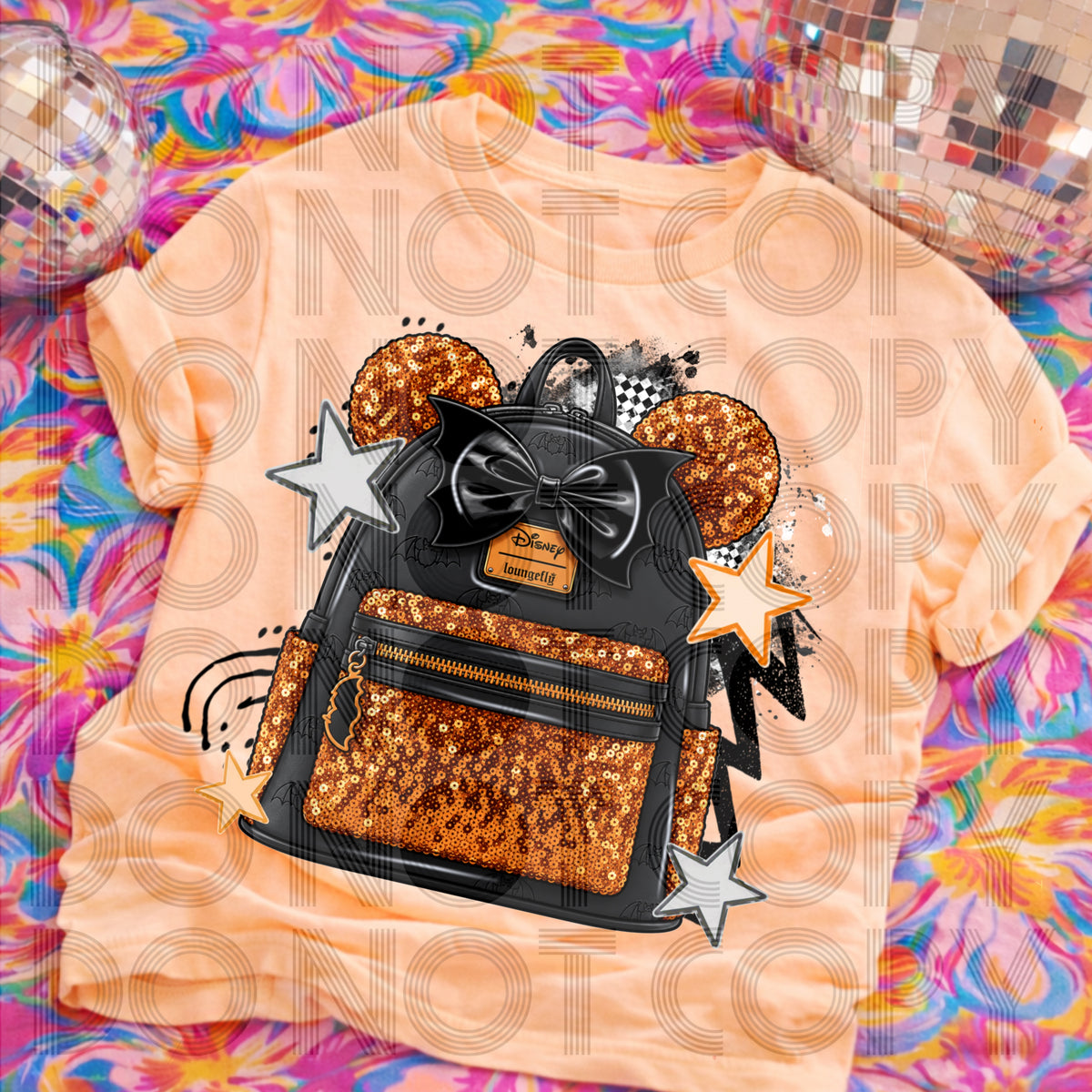 Mouse faux glitter backpack (Renewed) DTF Transfer