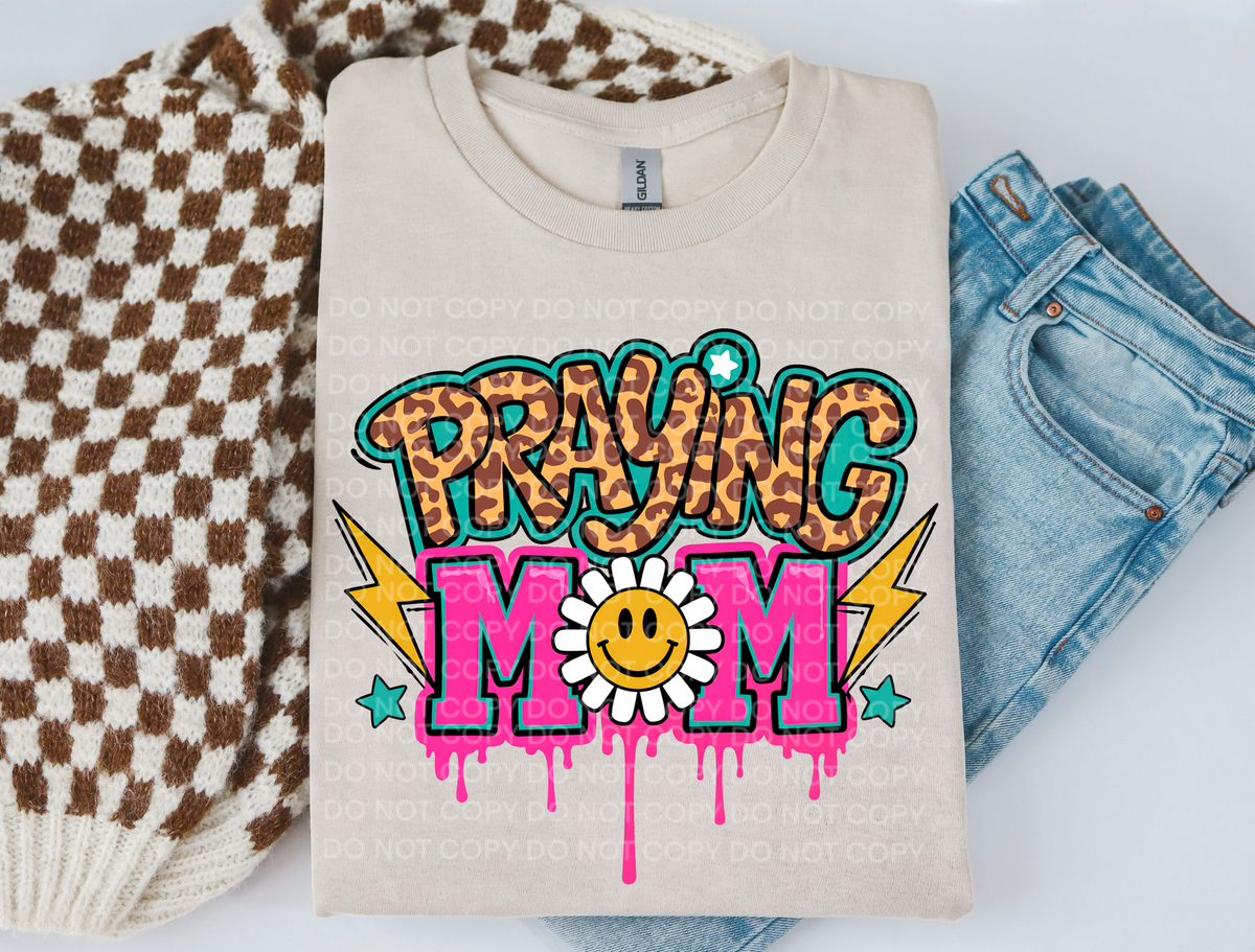 Praying Mom leopard and pink drip (SCG) 102108 DTF transfer