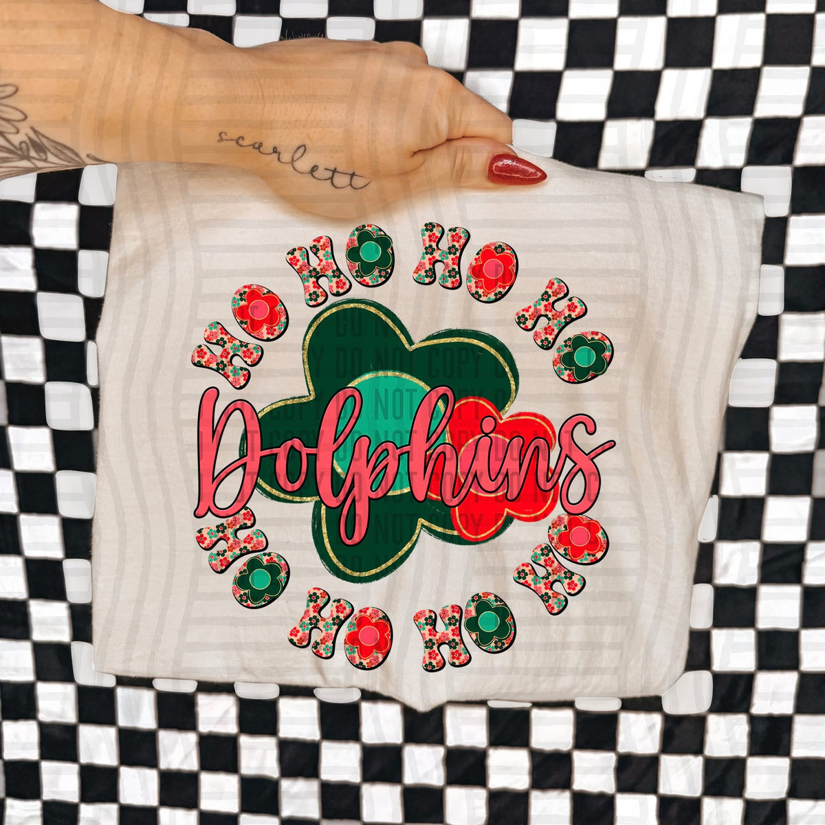 Dolphins Ho Ho Ho Floral (Caplinger) DTF Transfers
