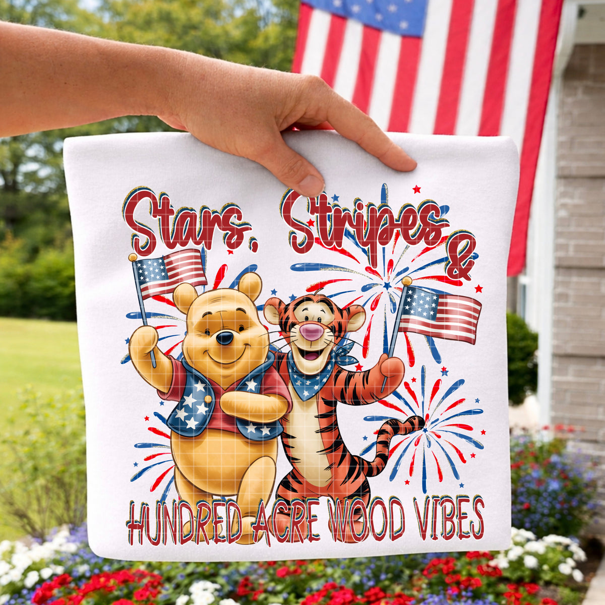 Stars stripes bear and friend (DD) DTF Transfer