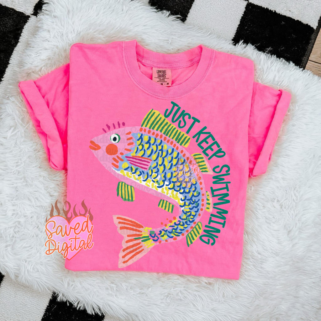 Just keep smiling fish (Saved) DTF Transfer