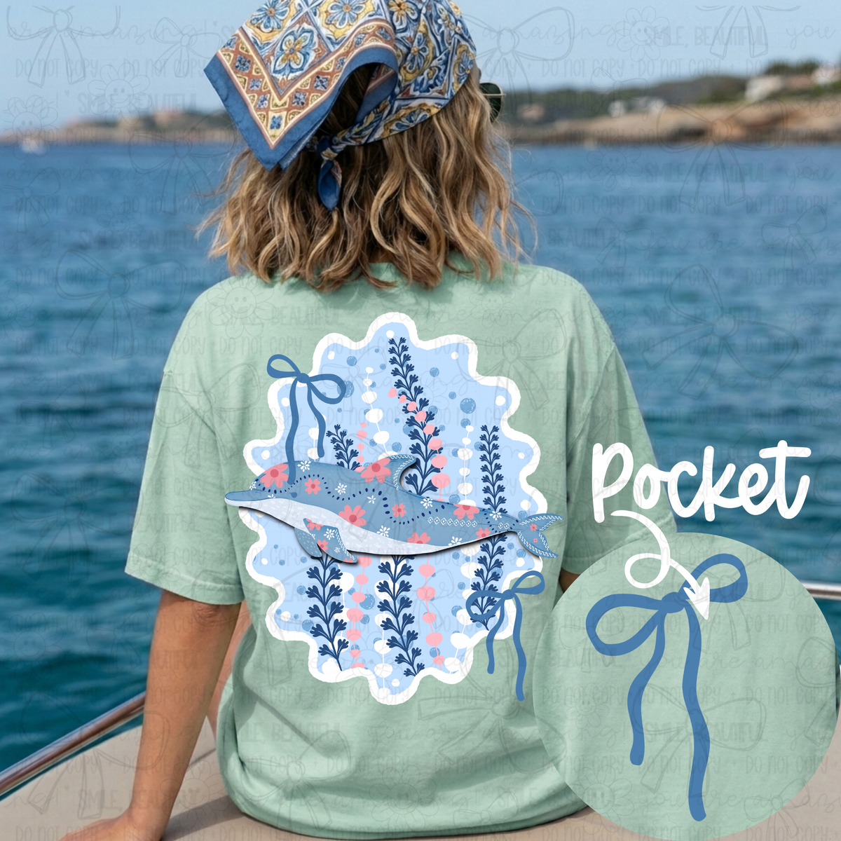 Dolphin blue filled BACK (Carter) DTF Transfer