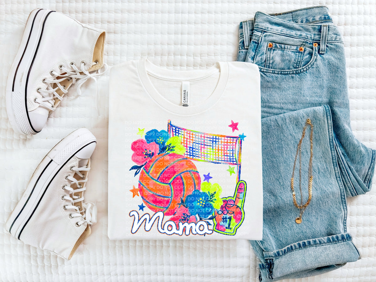Volleyball mama NEON florals (SCG) DTF