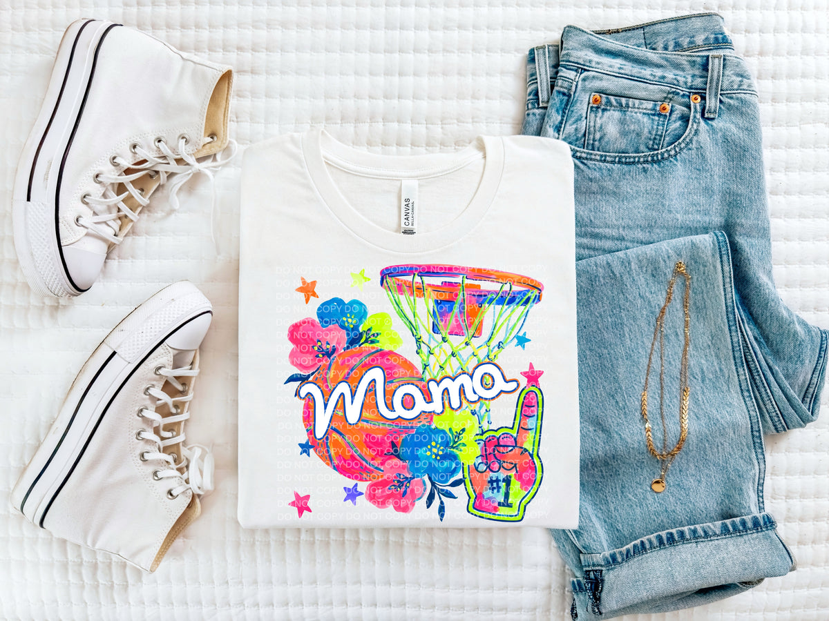 Basketball mama NEON florals (SCG) DTF