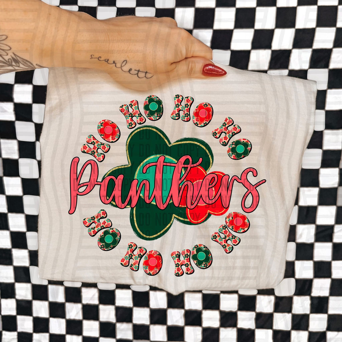 Panthers Ho Ho Ho Floral (Caplinger) DTF Transfers