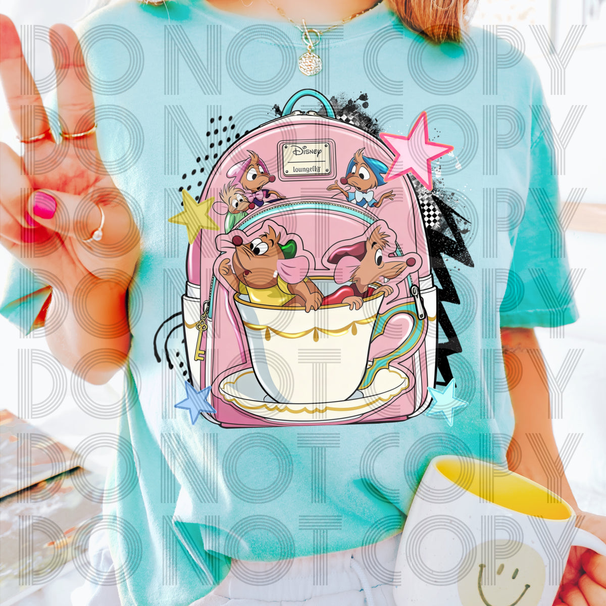 Mouse in teacup backpack (Renewed) DTF Transfer