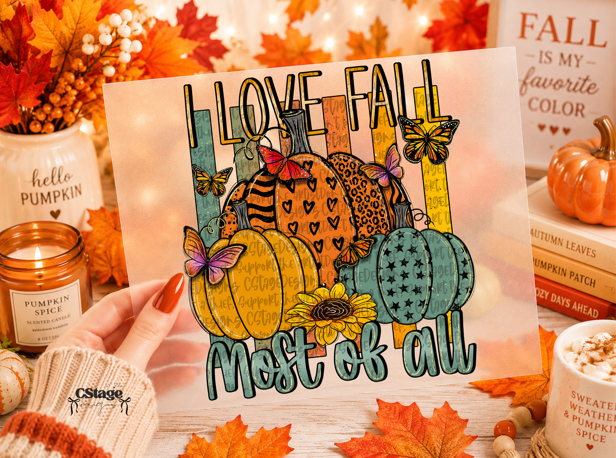 i love fall most of all patterned pumpkin 2418 (mystery monday) DTF transfer