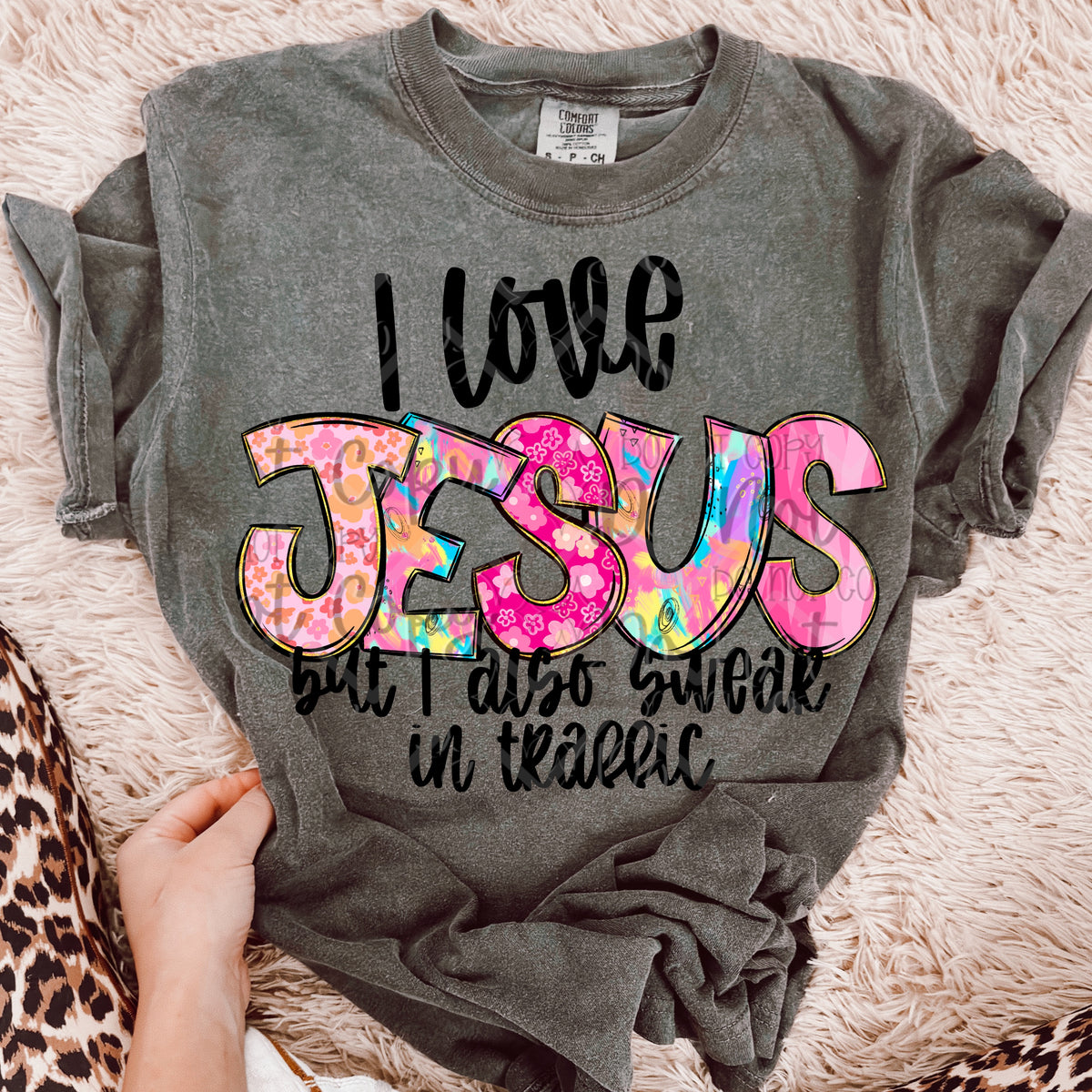 I love Jesus but I also swear in traffic (Virgo) DTF transfer