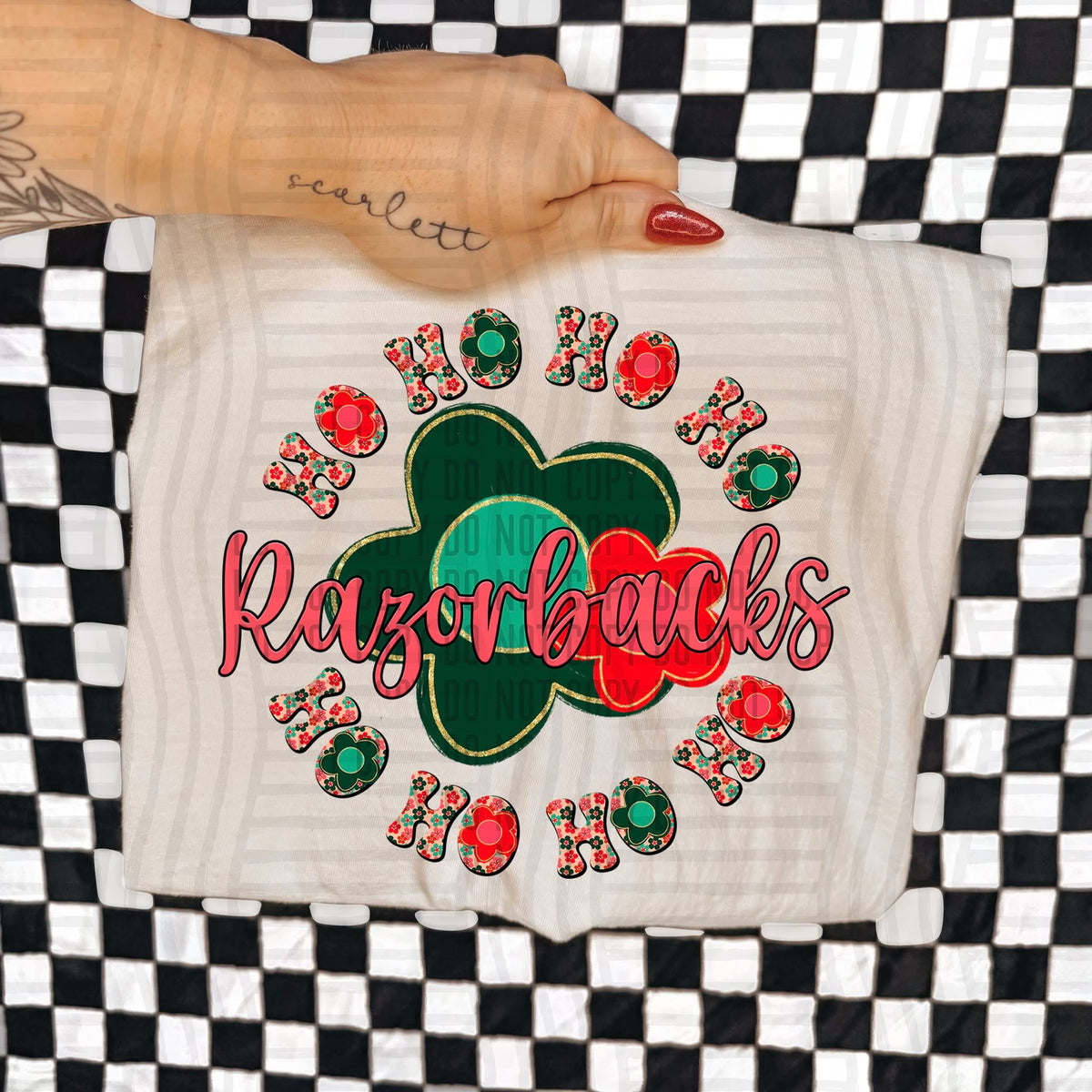 Razorbacks Ho Ho Ho Floral (Caplinger) DTF Transfers