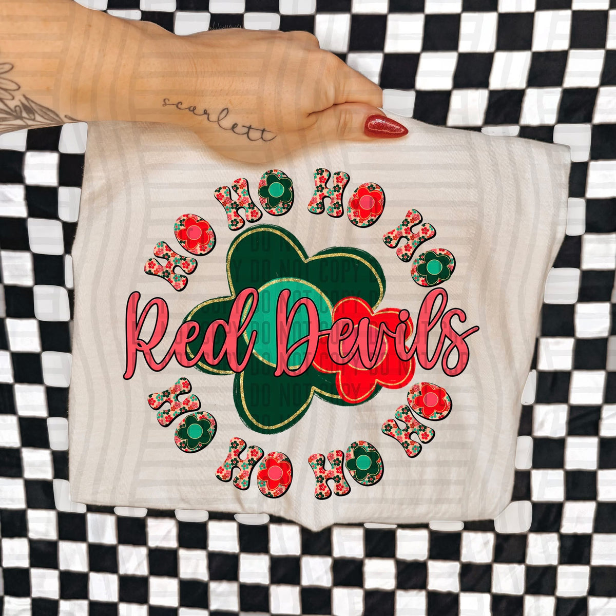 Red Devils Ho Ho Ho Floral (Caplinger) DTF Transfers