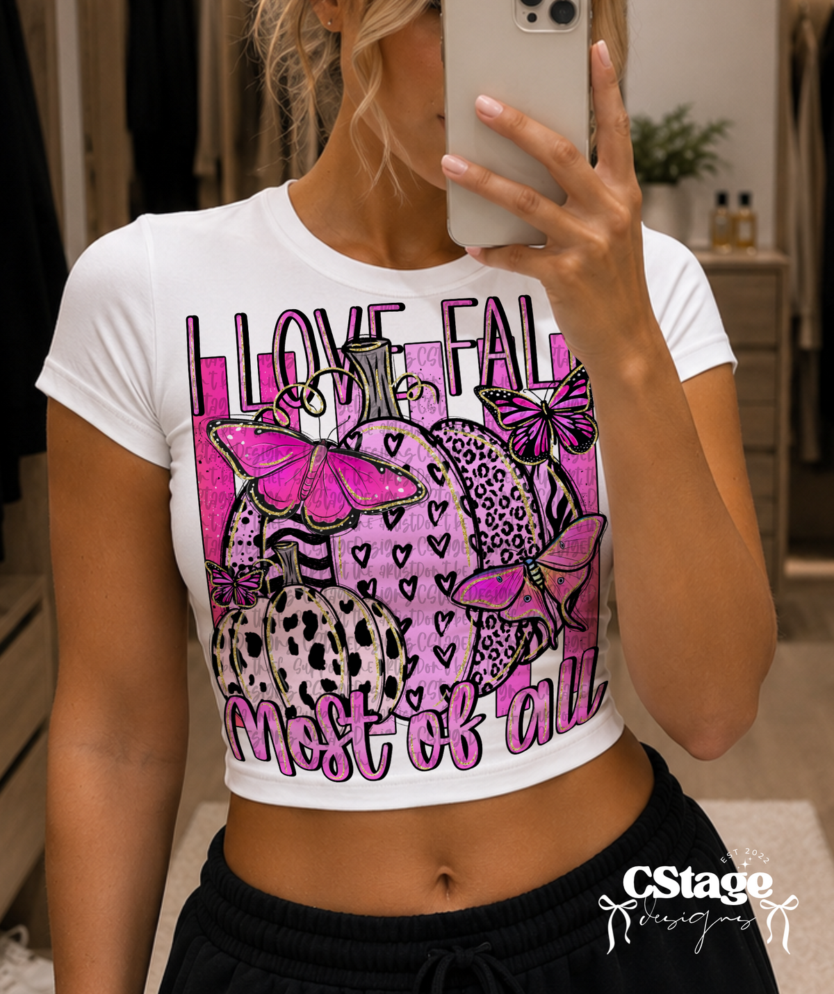 i love fall most of all pink patterned pumpkin 2426 (mystery monday) DTF transfer
