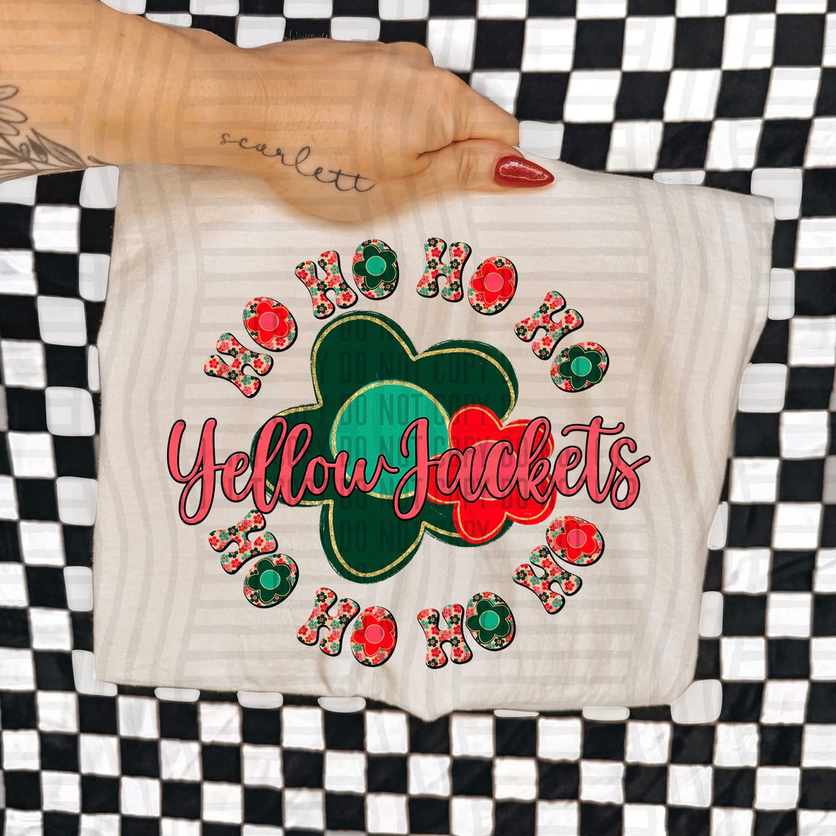 Yellow Jackets Ho Ho Ho Floral (Caplinger) DTF Transfers