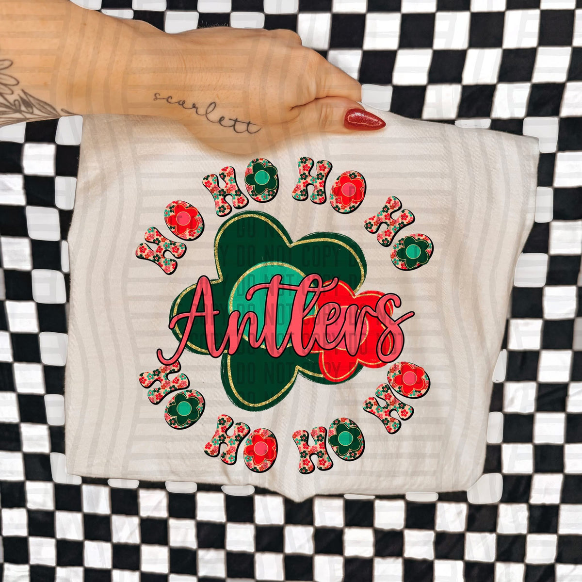 Antlers Ho Ho Ho Floral (Caplinger) DTF Transfers