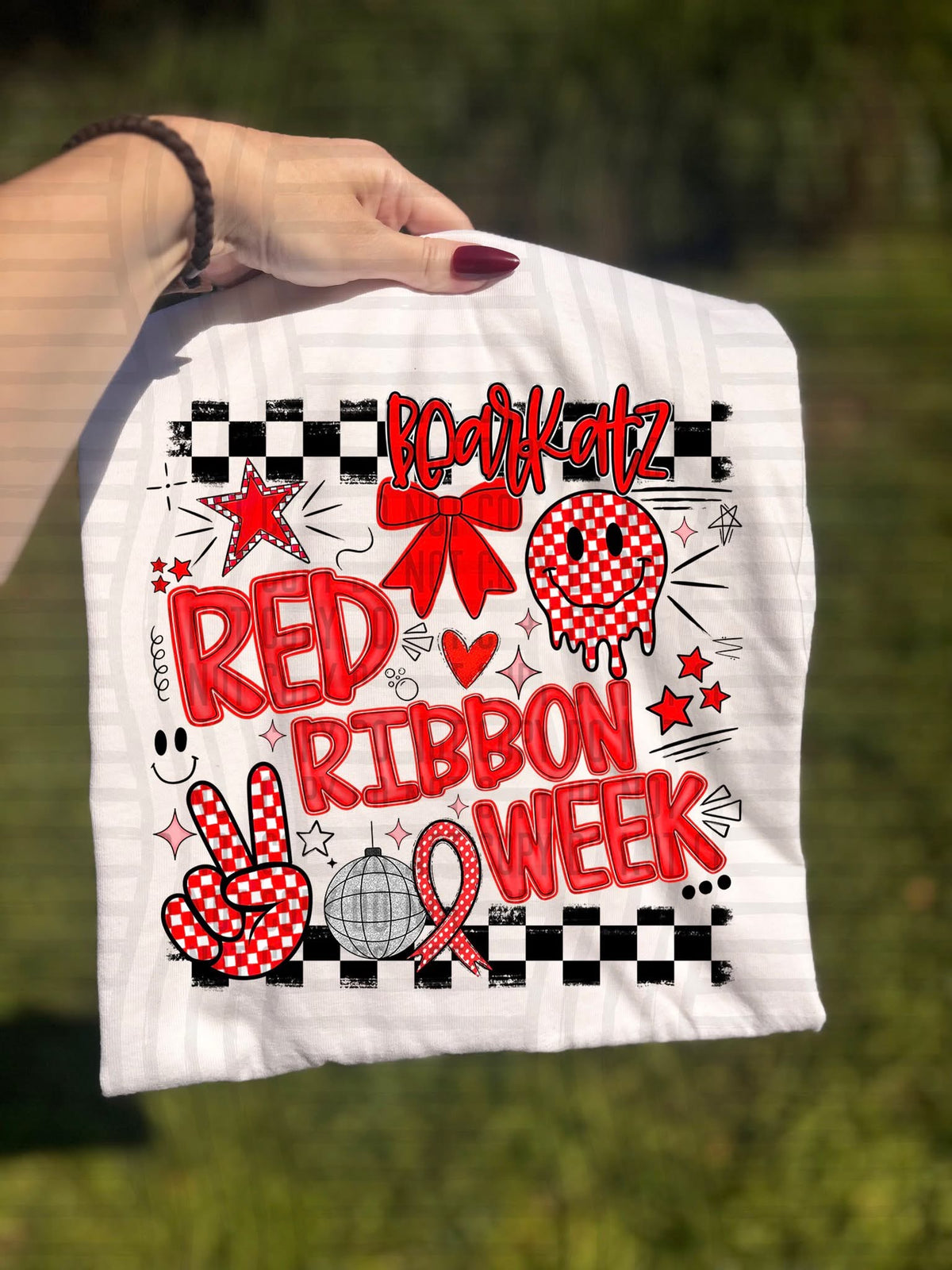 Bearkatz Checker Red Ribbon Week (Caplinger) DTF Transfers