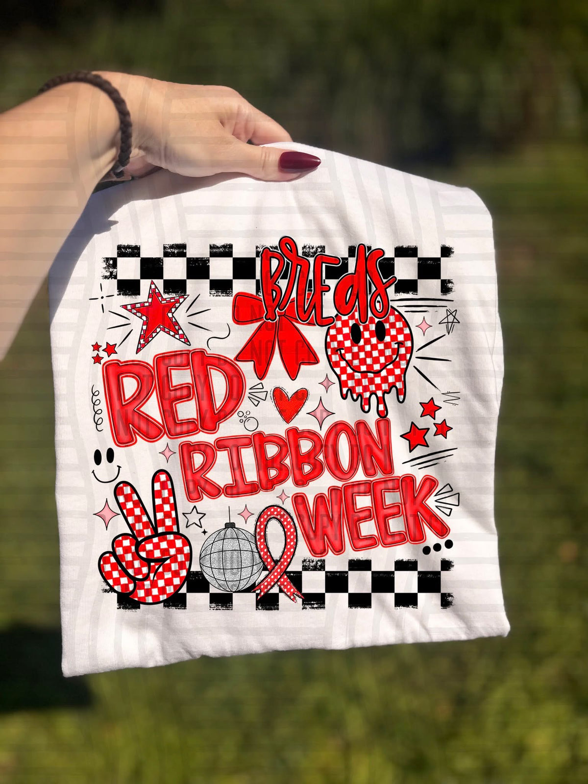 Breds Checker Red Ribbon Week (Caplinger) DTF Transfers