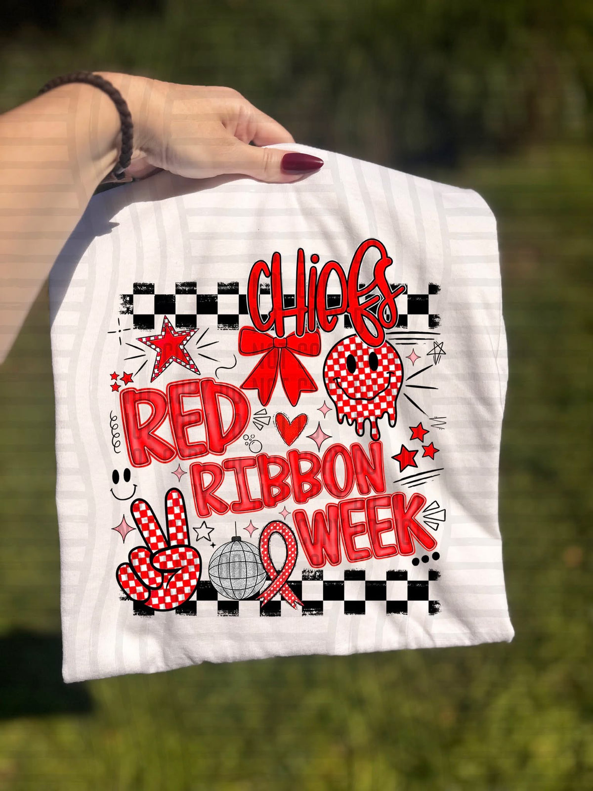 Chiefs Checker Red Ribbon Week (Caplinger) DTF Transfers