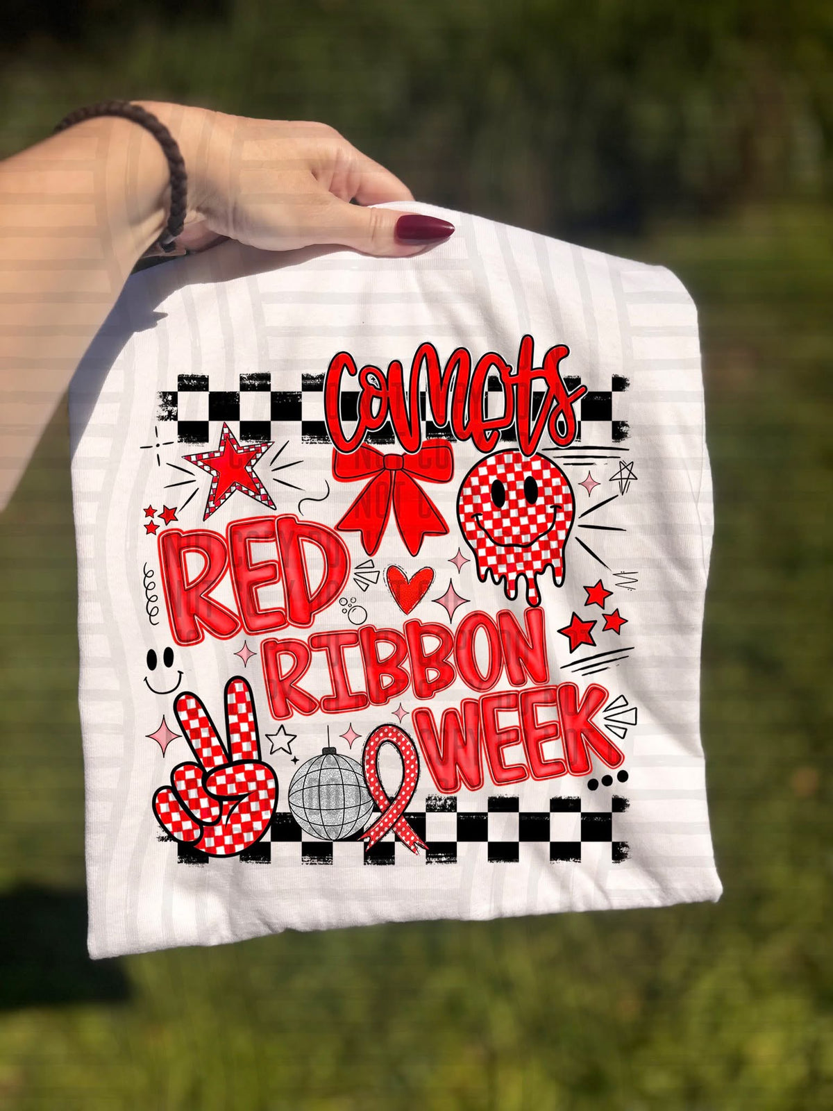 Comets Checker Red Ribbon Week (Caplinger) DTF Transfers