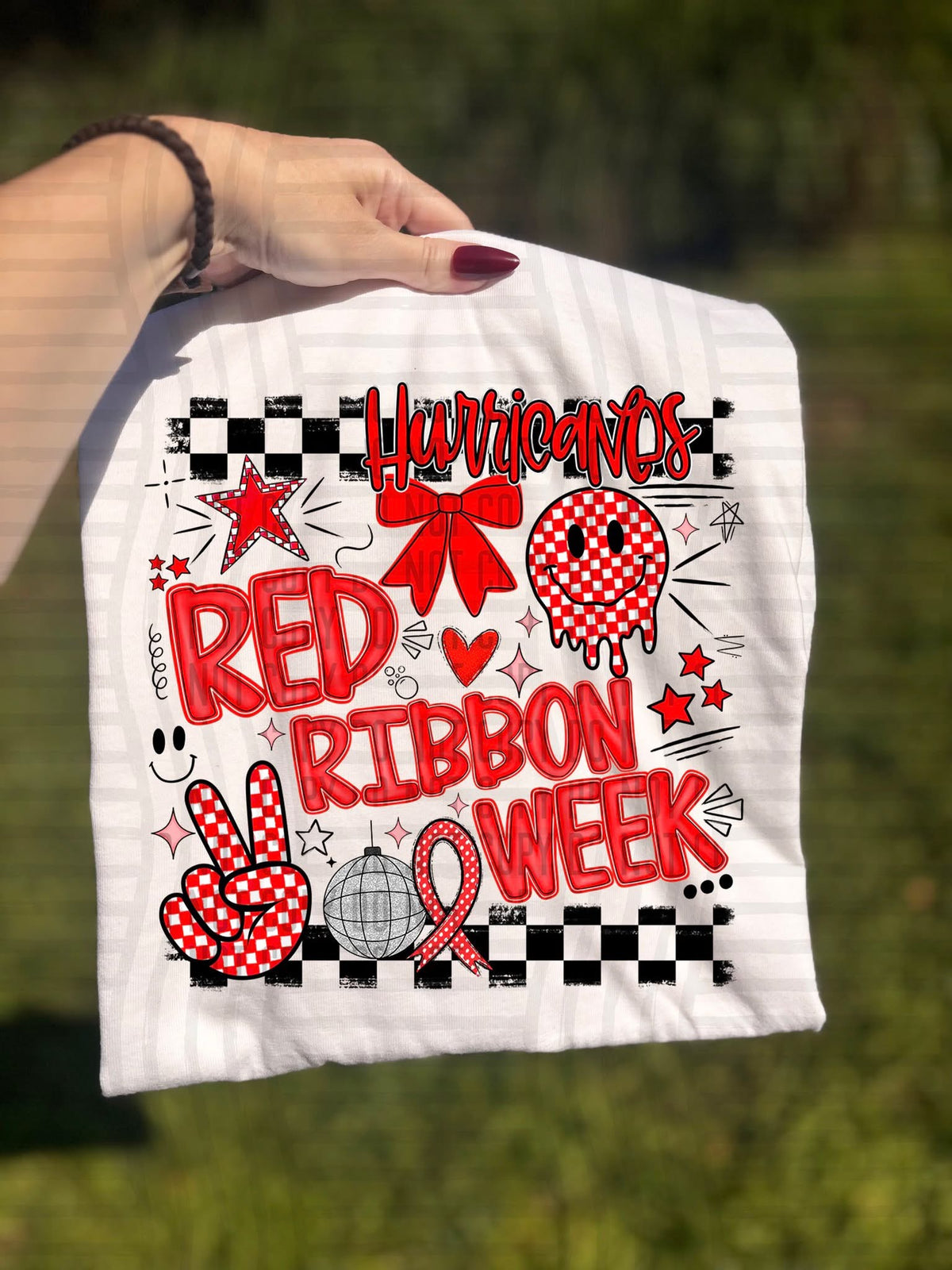 Hurricanes Checker Red Ribbon Week (Caplinger) DTF Transfers