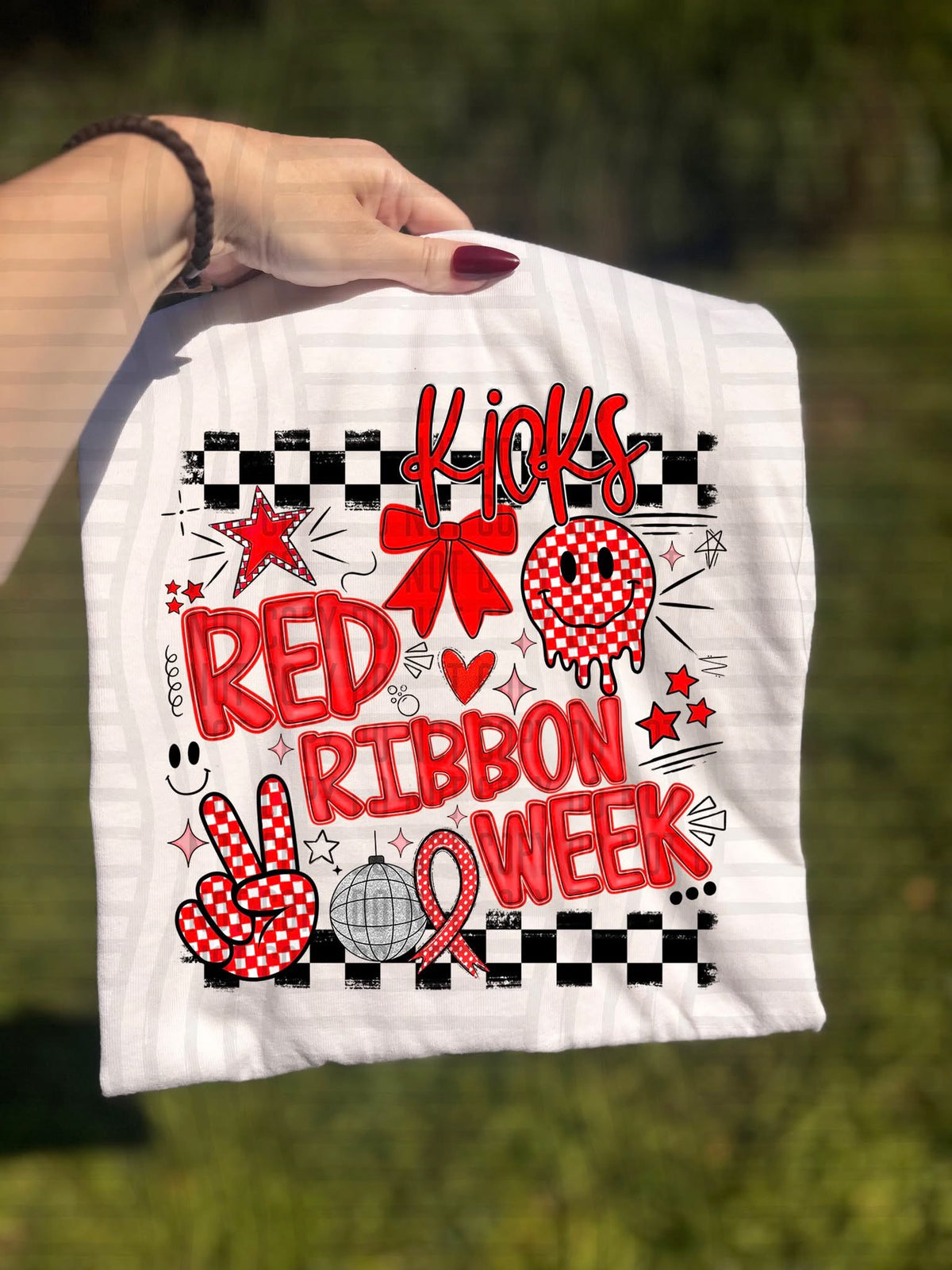 Kicks Checker Red Ribbon Week (Caplinger) DTF Transfers