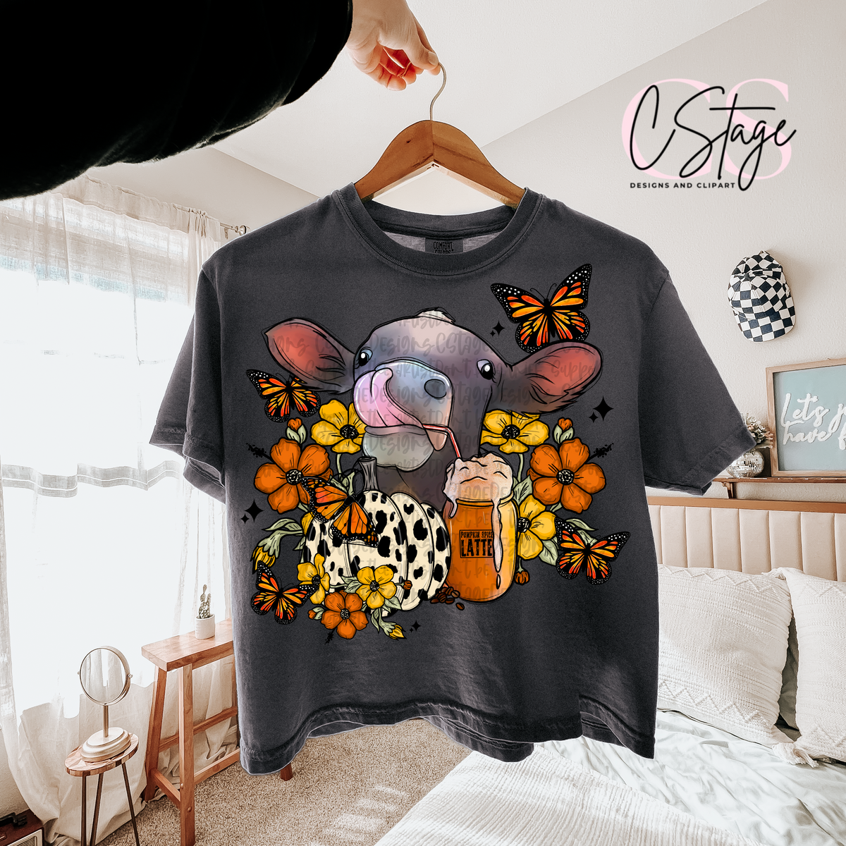 Floral cow with butterflies (Cstage) DTF Transfer