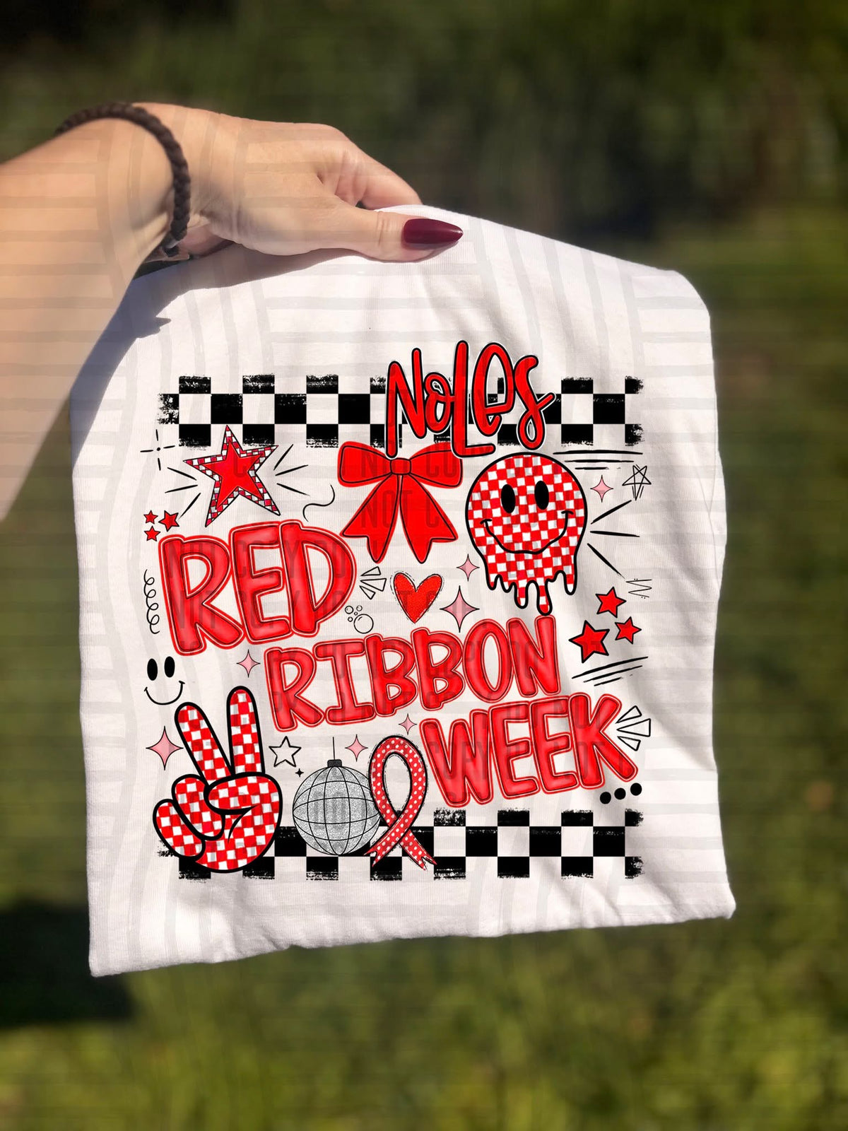 Noles Checker Red Ribbon Week (Caplinger) DTF Transfers