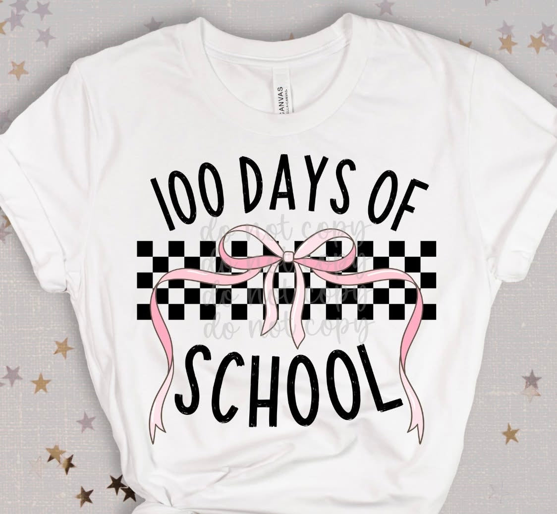 100 Days Of School Bow (Parkers) 78559 DTF Transfer