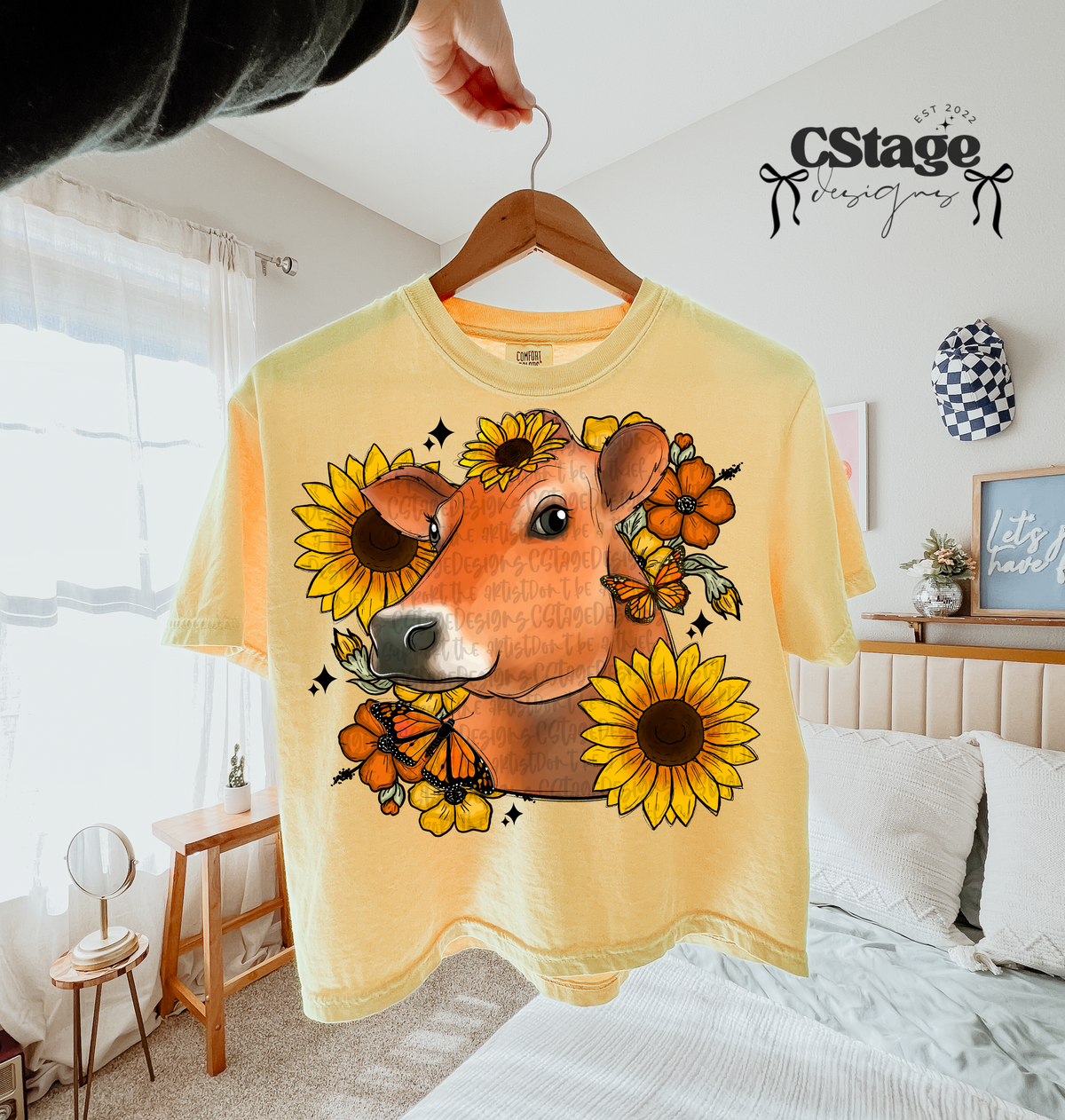 Sunflowers and cow (Cstage) DTF Transfer