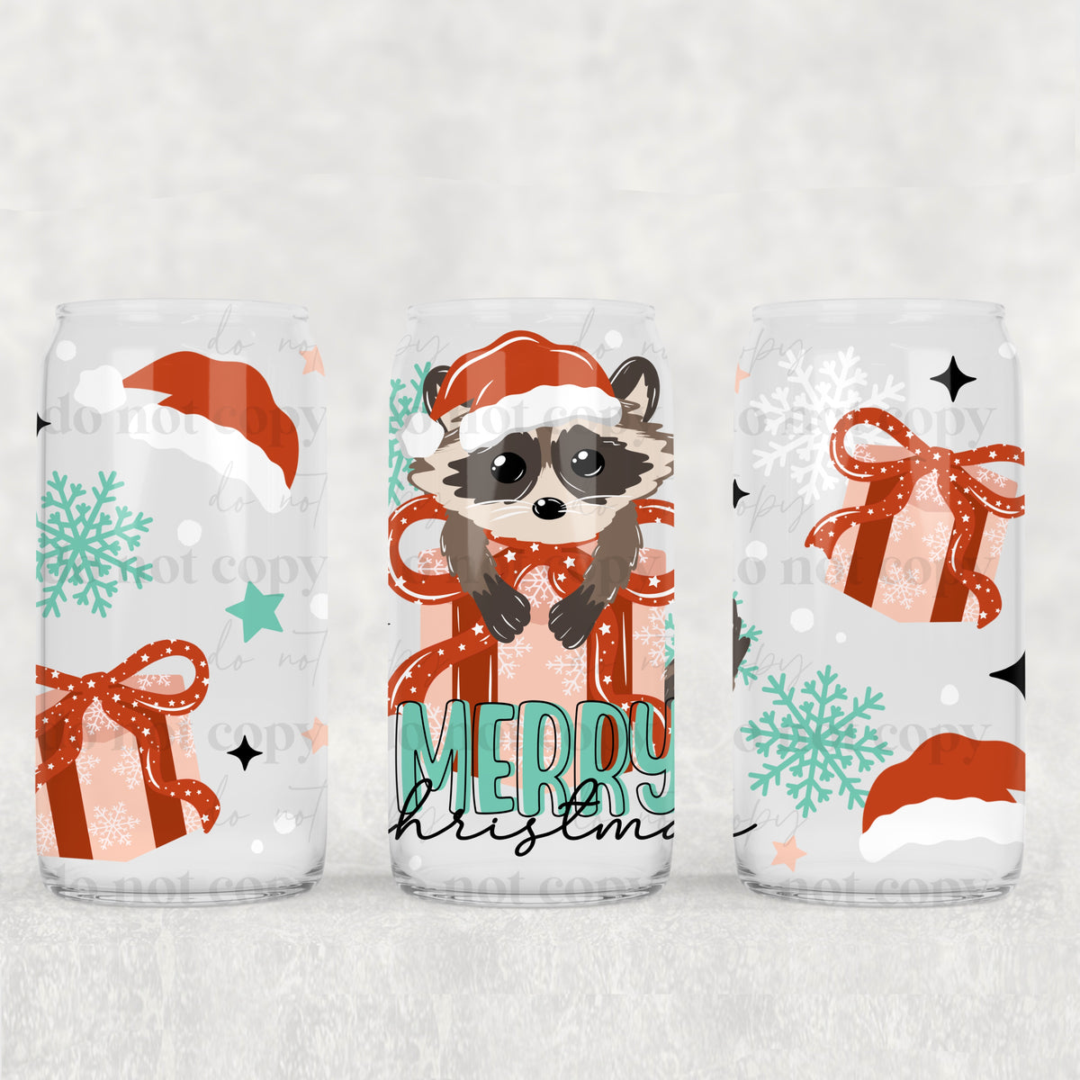 2542 racoon in mug merry christmas (CSC) UV DTF WRAP