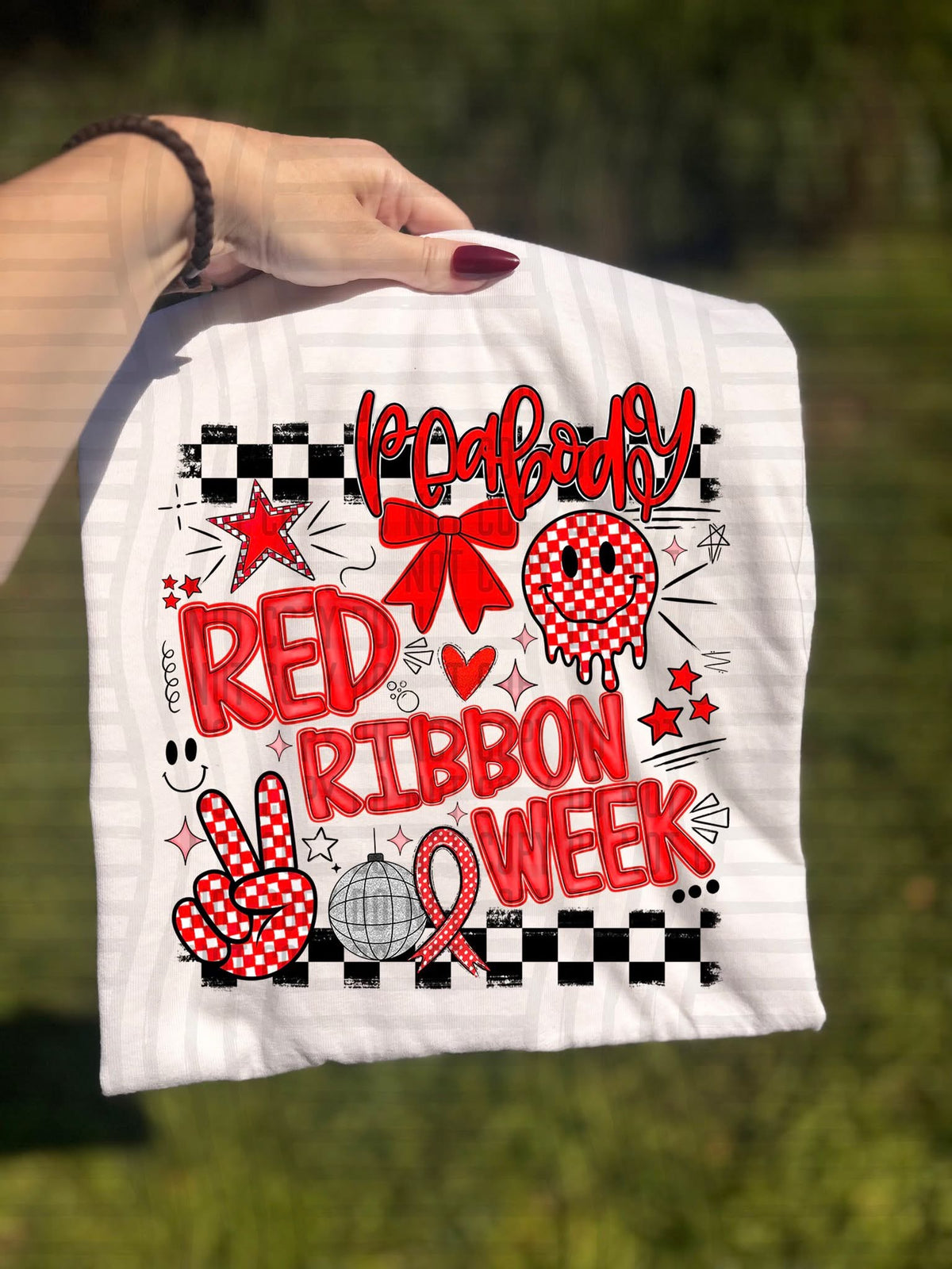 Peabody Checker Red Ribbon Week (Caplinger) DTF Transfers