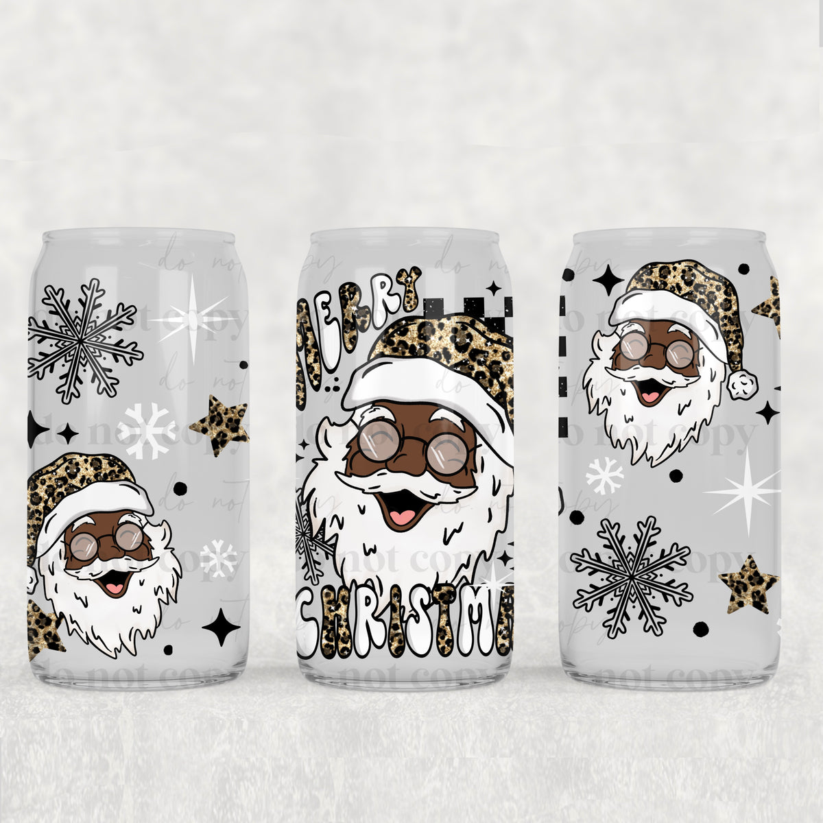 2544 merry christmas cheetah print dark santa (CSC) UV DTF WRAP