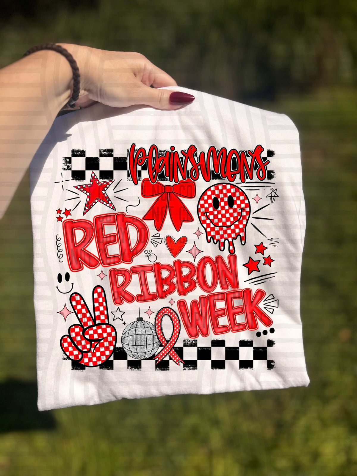Plainsmens Checker Red Ribbon Week (Caplinger) DTF Transfers