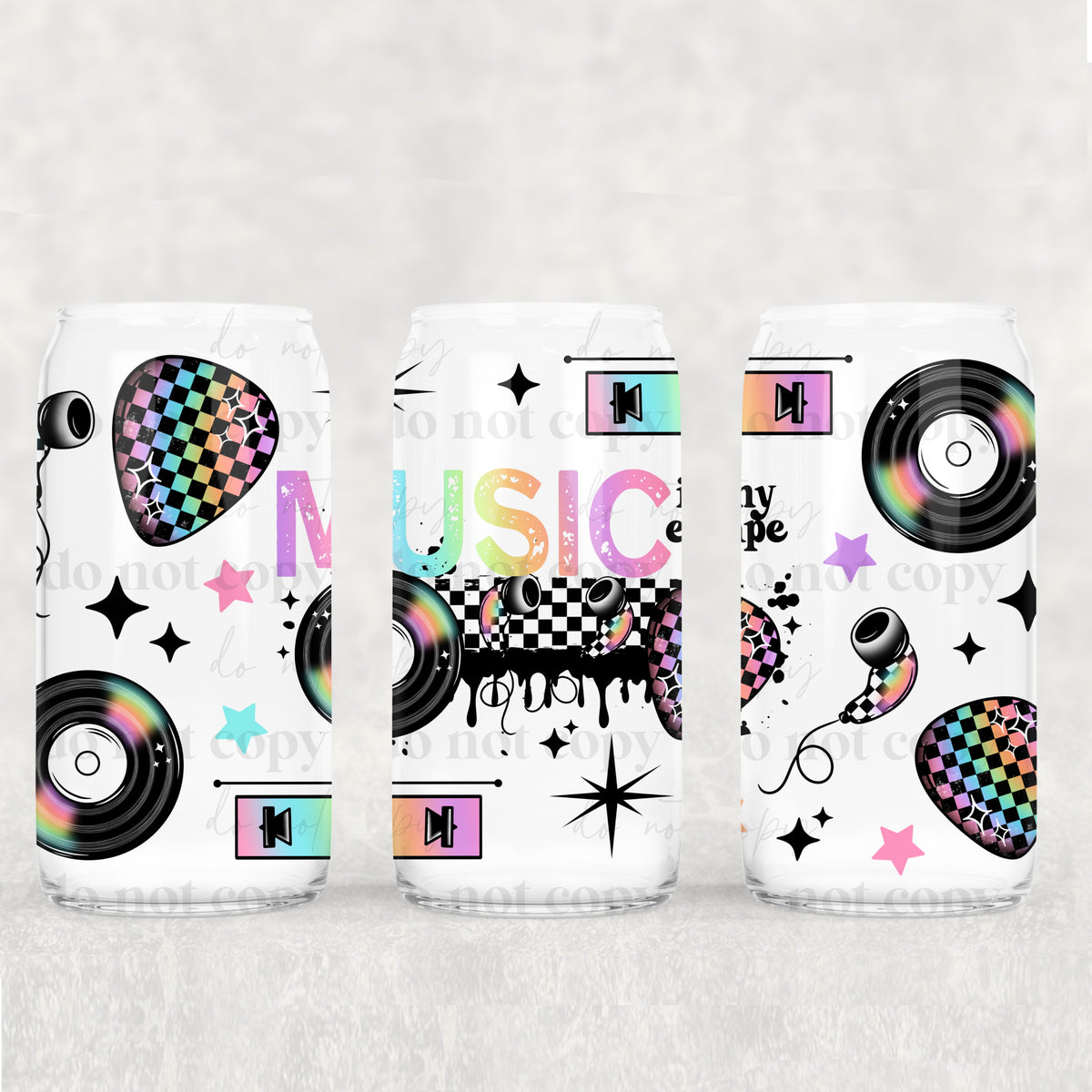 2550 rainbow music checkered (CSC) UV DTF WRAP