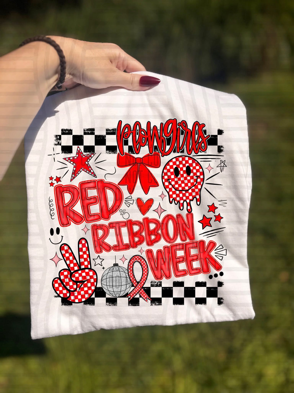 Plowgirls Checker Red Ribbon Week (Caplinger) DTF Transfers