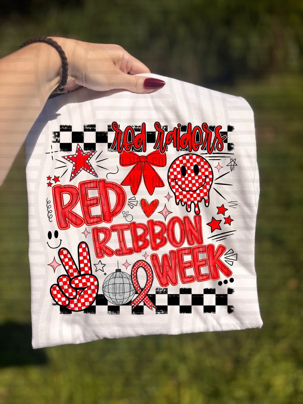 Red Raiders Checker Red Ribbon Week (Caplinger) DTF Transfers