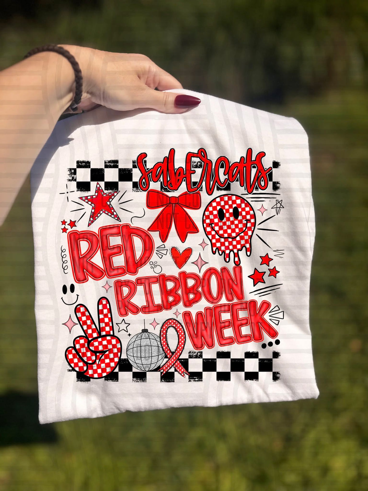 Sabercats Checker Red Ribbon Week (Caplinger) DTF Transfers