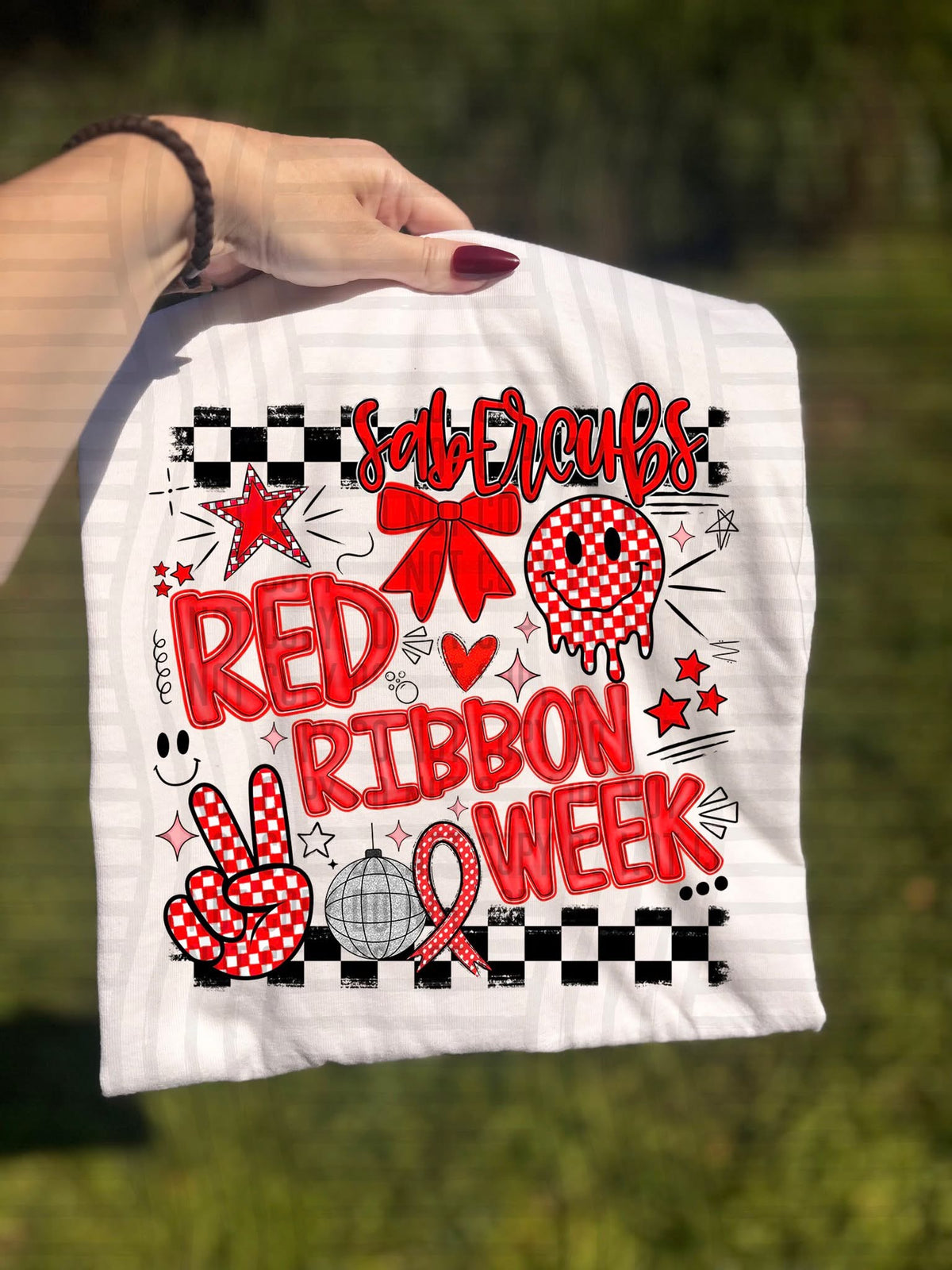 Sabercubs Checker Red Ribbon Week (Caplinger) DTF Transfers