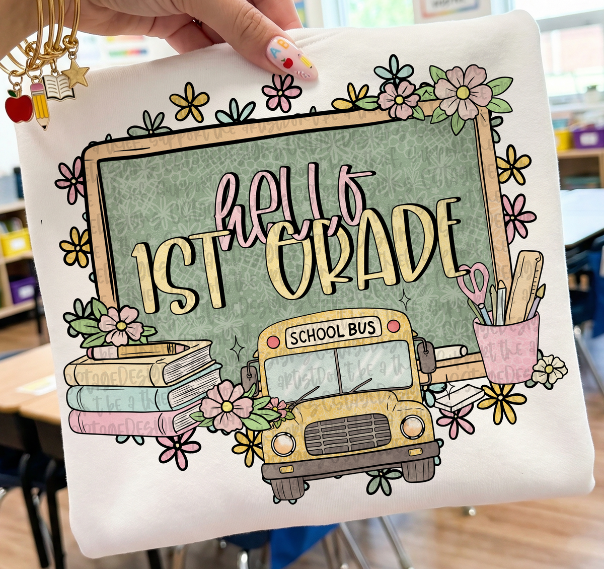 Hello 1st grade chalkboard (Cstage) DTF Transfer