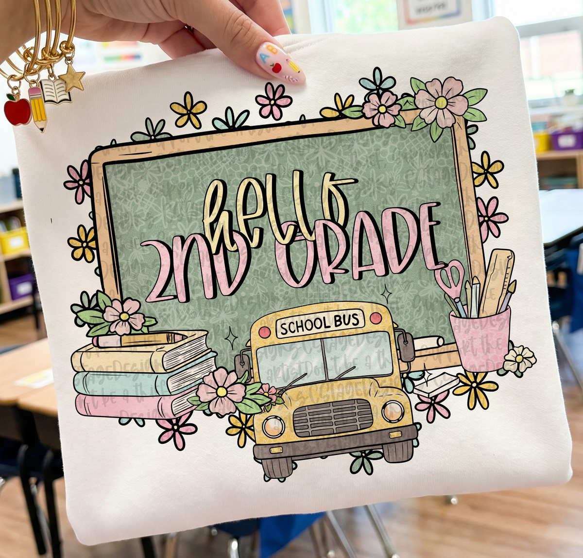 Hello 2nd grade chalkboard (Cstage) DTF Transfer