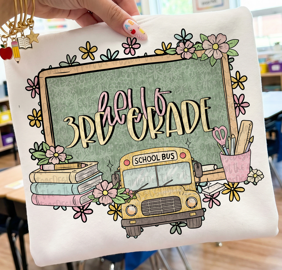 Hello 3rd grade chalkboard (Cstage) DTF Transfer