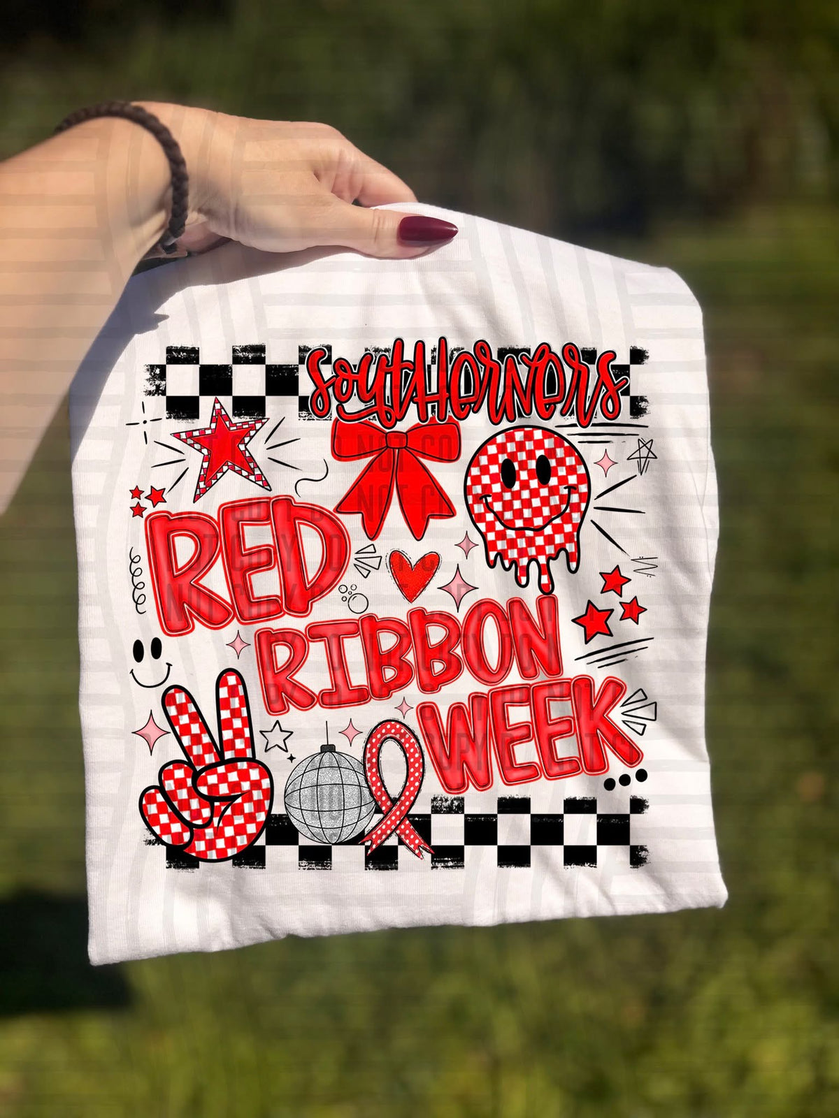 Southerners Checker Red Ribbon Week (Caplinger) DTF Transfers